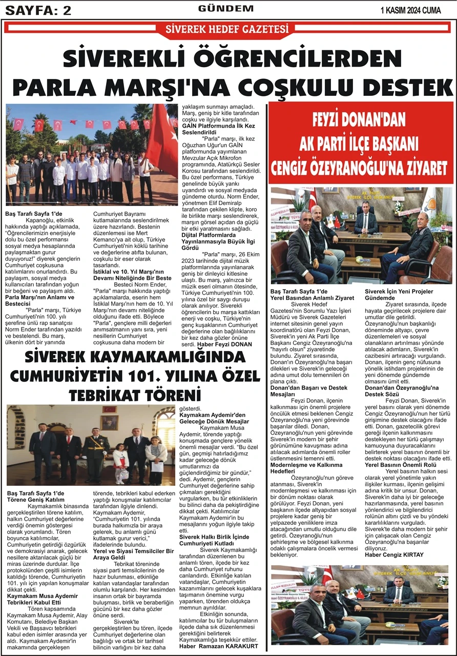 1.11.2024 Tarihli Gazetemiz