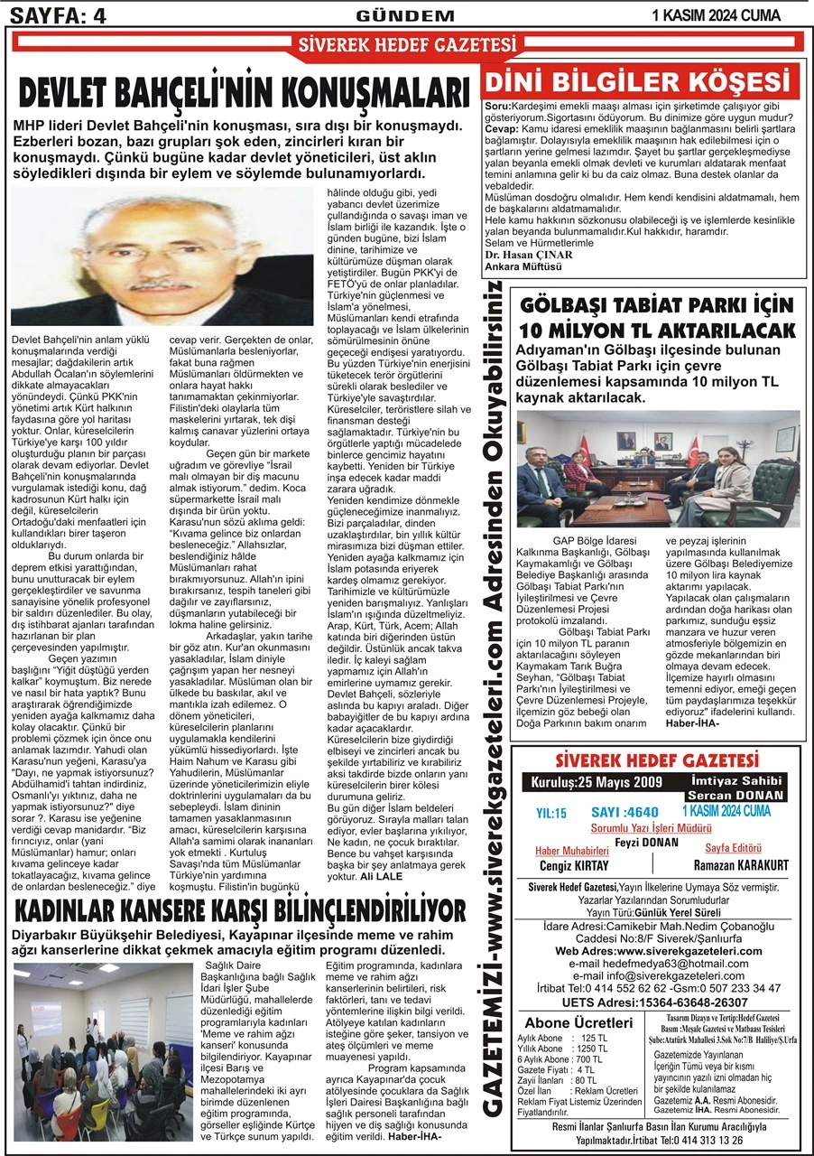 1.11.2024 Tarihli Gazetemiz