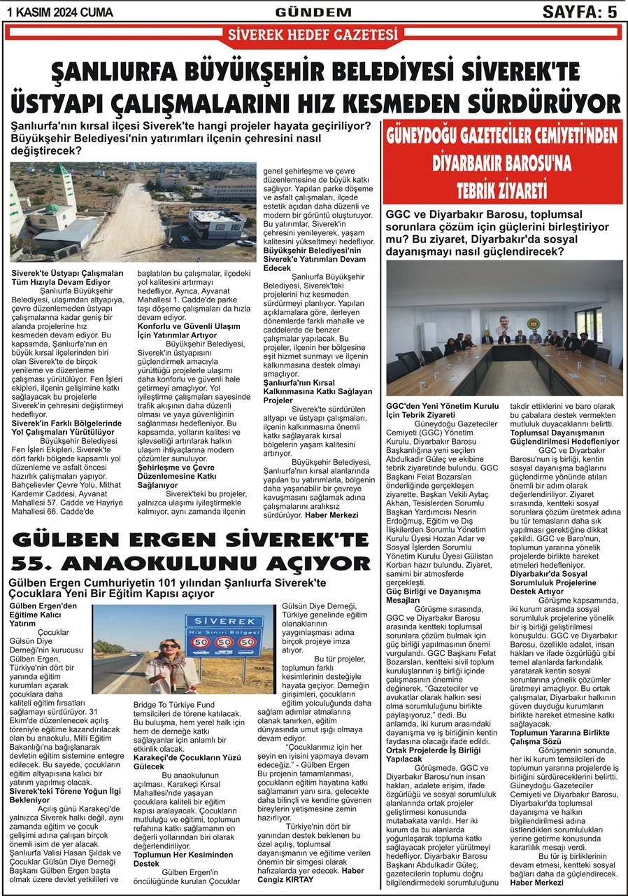 1.11.2024 Tarihli Gazetemiz