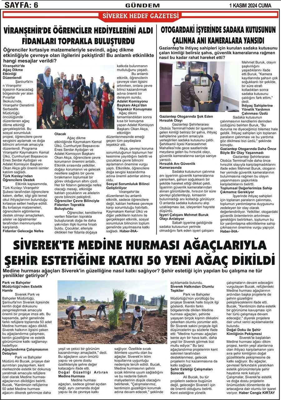 1.11.2024 Tarihli Gazetemiz