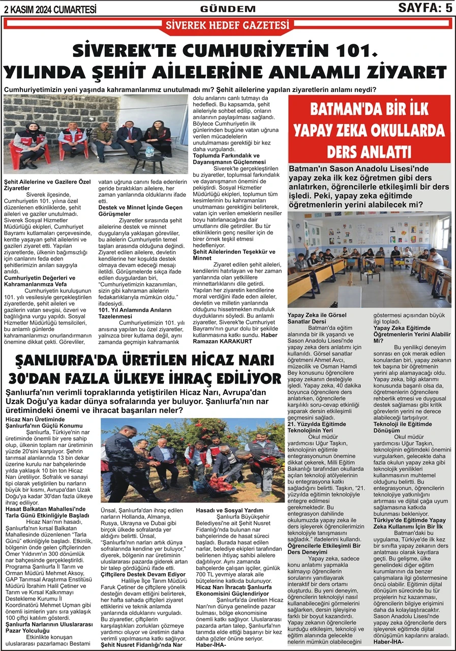 2.11.2024. Tarihli Gazetemiz