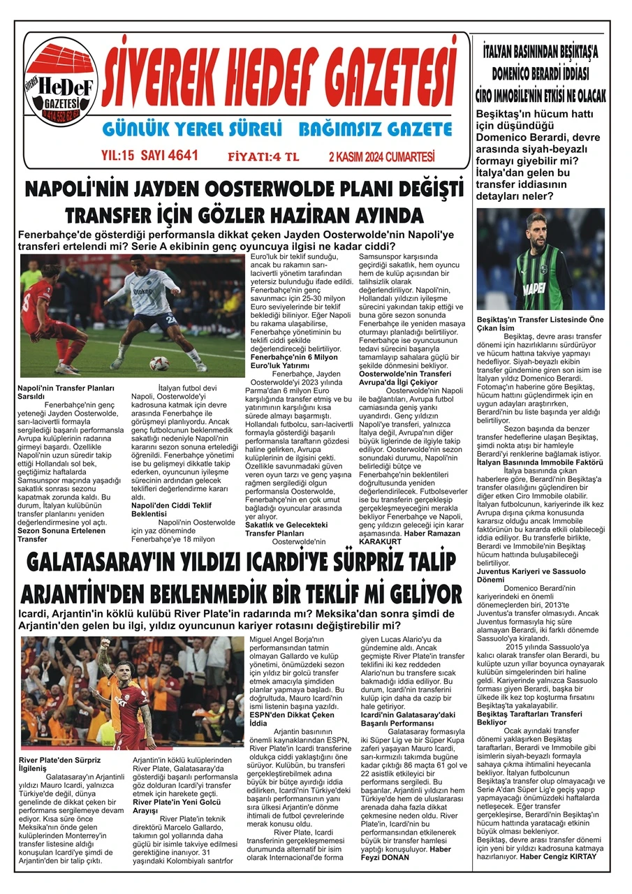 2.11.2024. Tarihli Gazetemiz