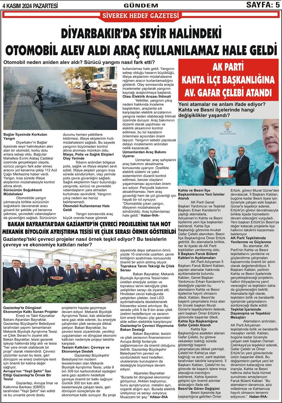 4.11.2024 Tarihli Gazetemiz