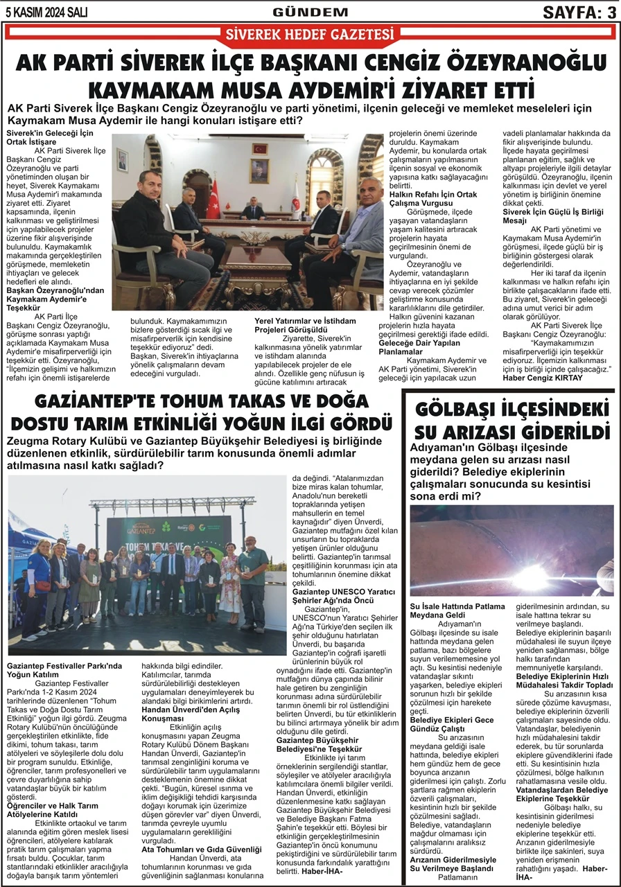 5.11.2024 Tarihli Gazetemiz