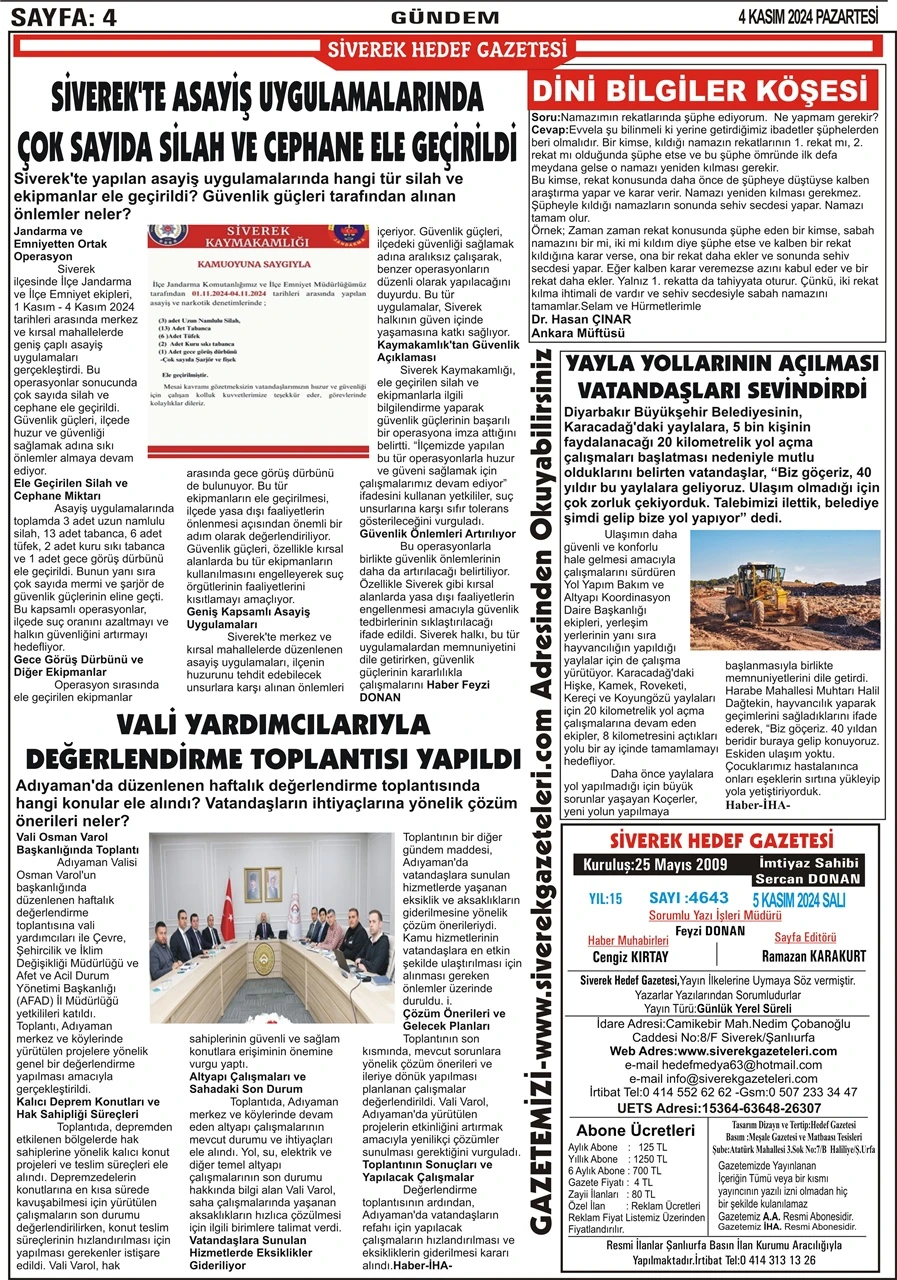 5.11.2024 Tarihli Gazetemiz