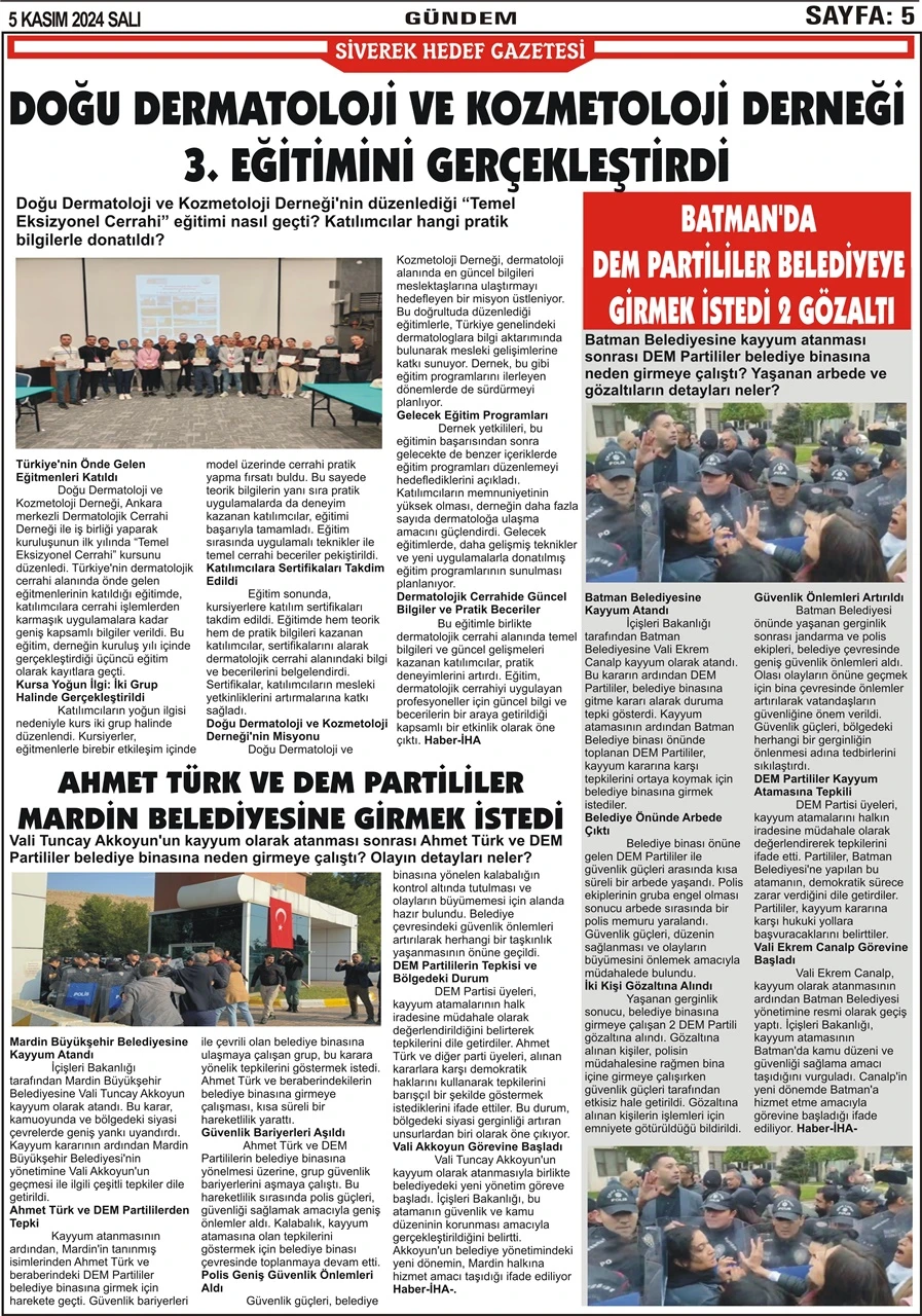 5.11.2024 Tarihli Gazetemiz