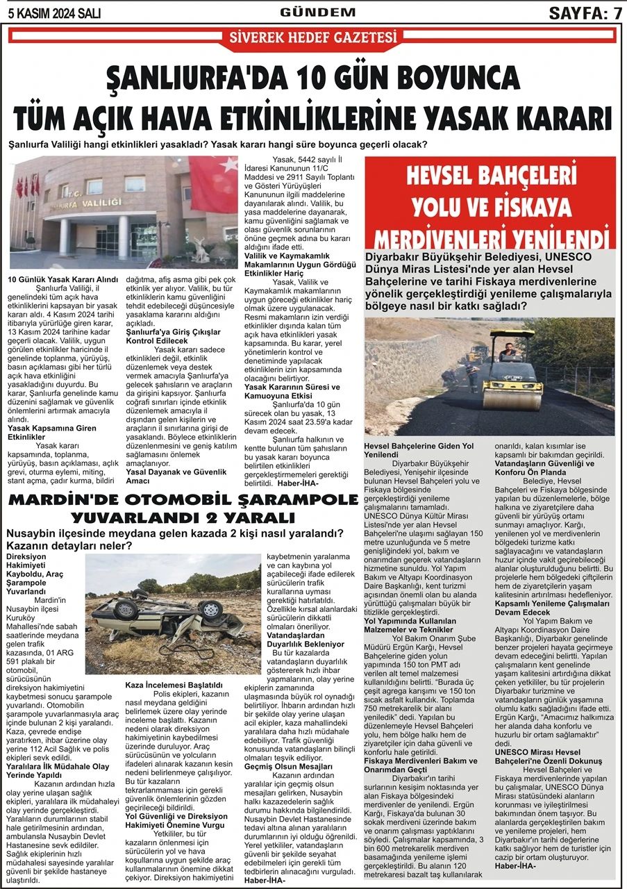 5.11.2024 Tarihli Gazetemiz