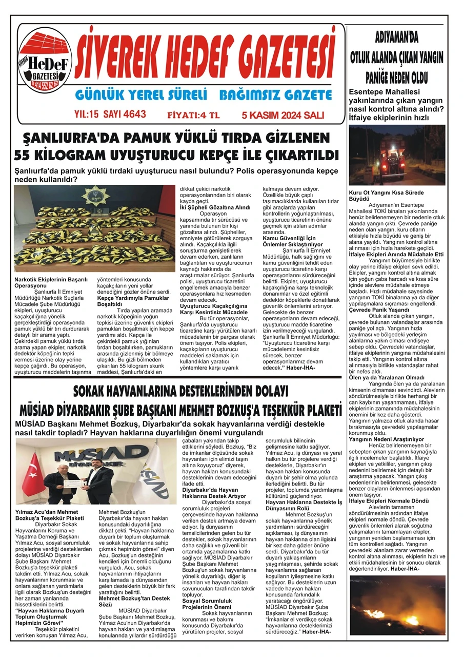 5.11.2024 Tarihli Gazetemiz