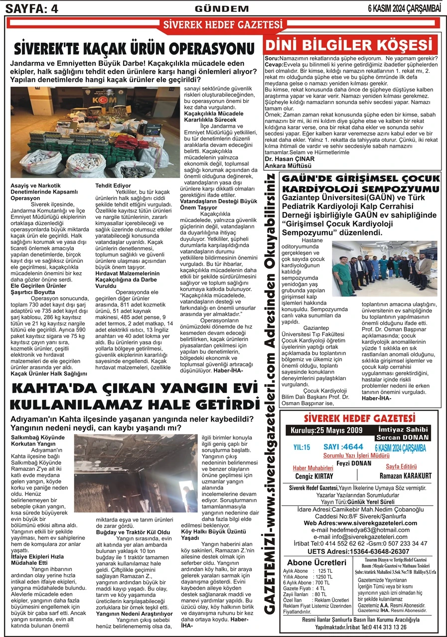 6.11.2024 Tarihli Gazetemiz