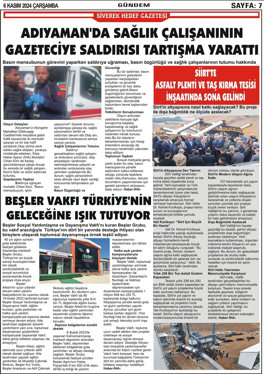 6.11.2024 Tarihli Gazetemiz