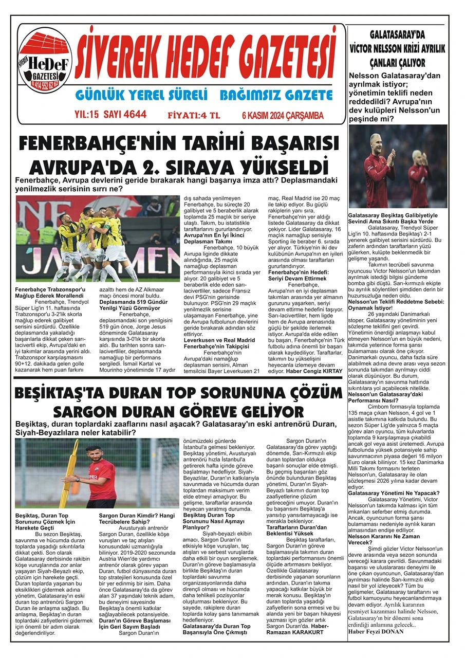 6.11.2024 Tarihli Gazetemiz