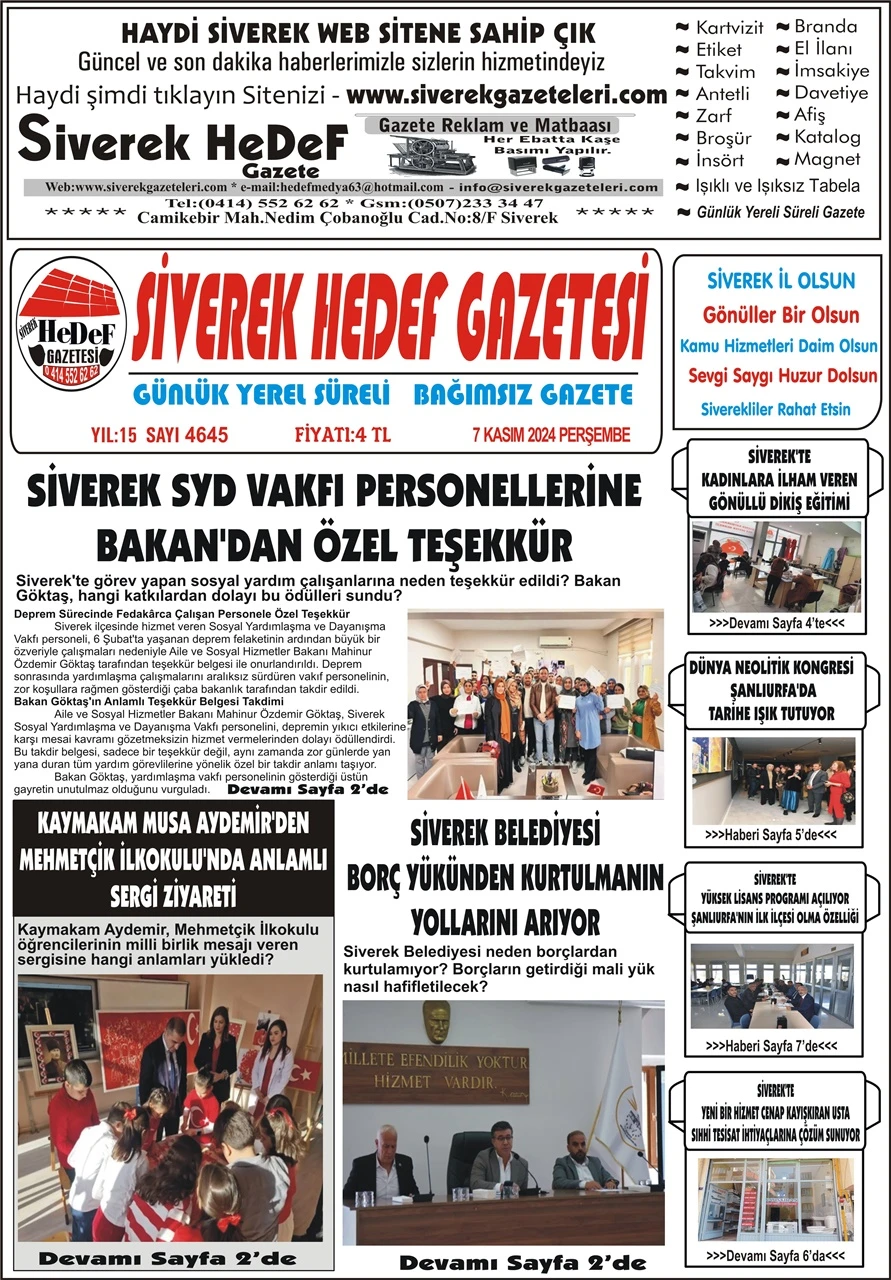 7.11.2024 Tarihli Gazetemiz 