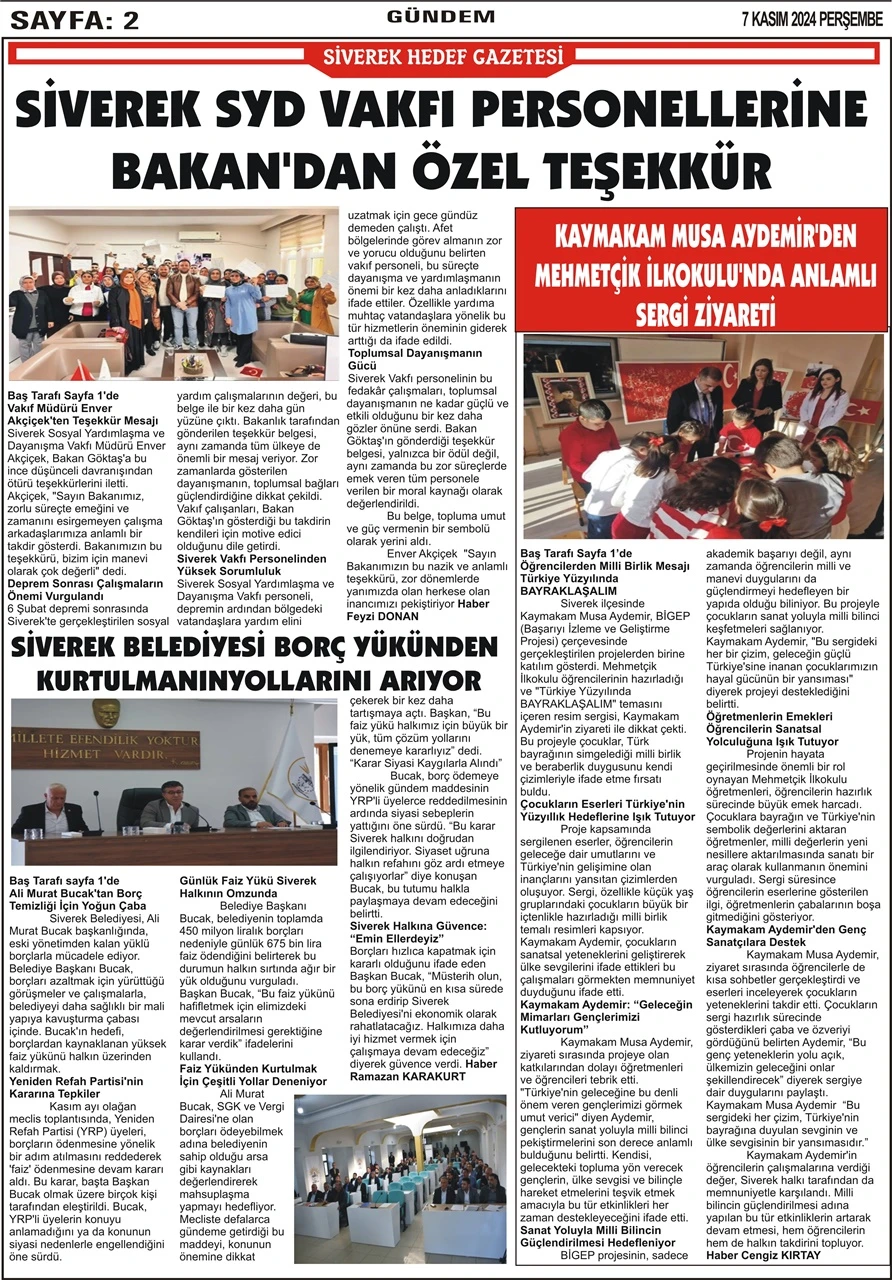 7.11.2024 Tarihli Gazetemiz 