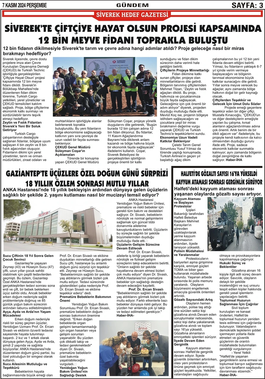 7.11.2024 Tarihli Gazetemiz 