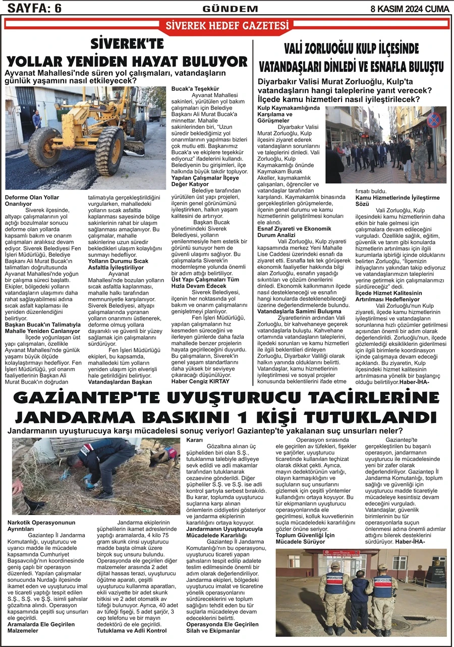 8.11.2024 Tarihli Gazetemiz