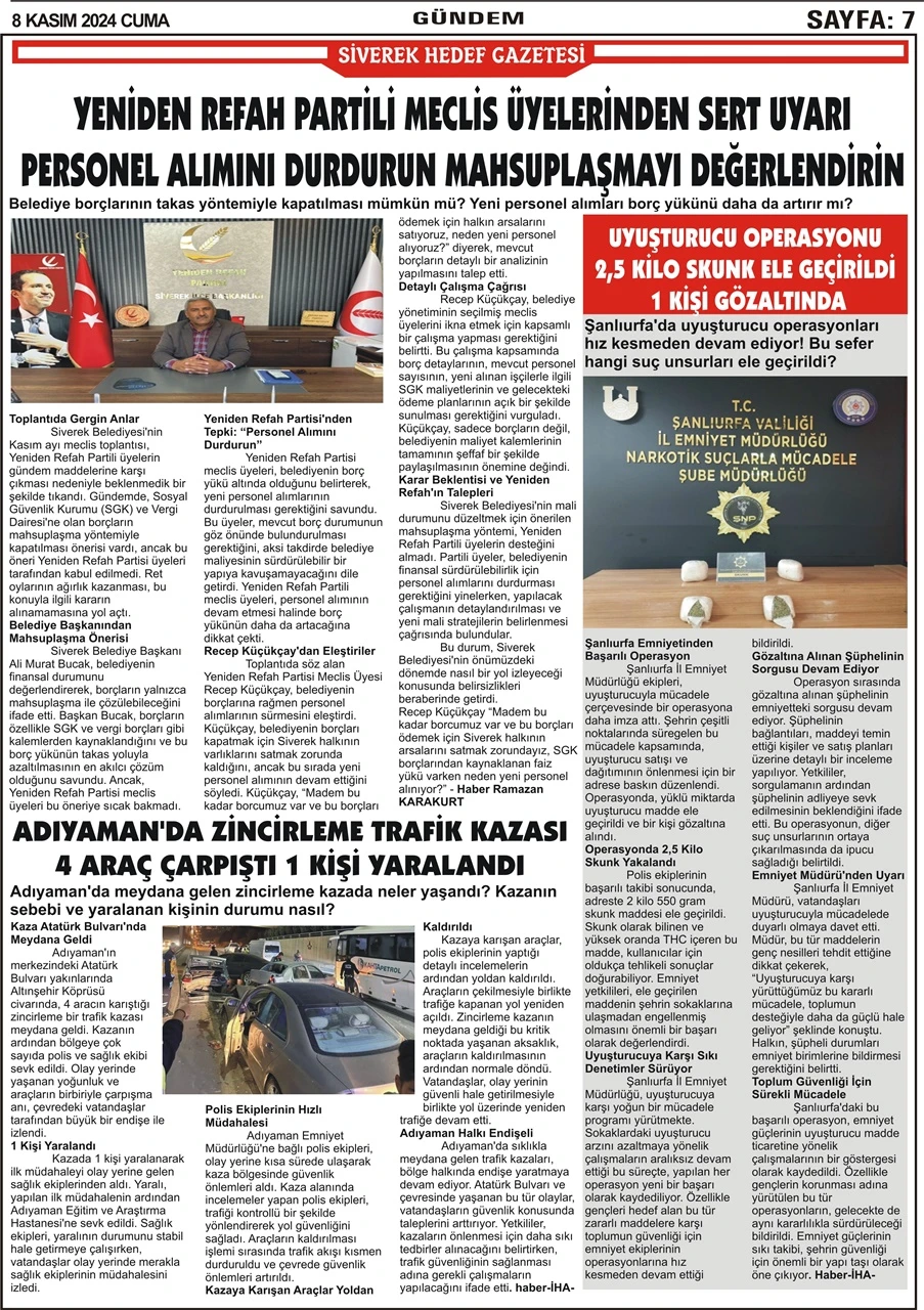 8.11.2024 Tarihli Gazetemiz