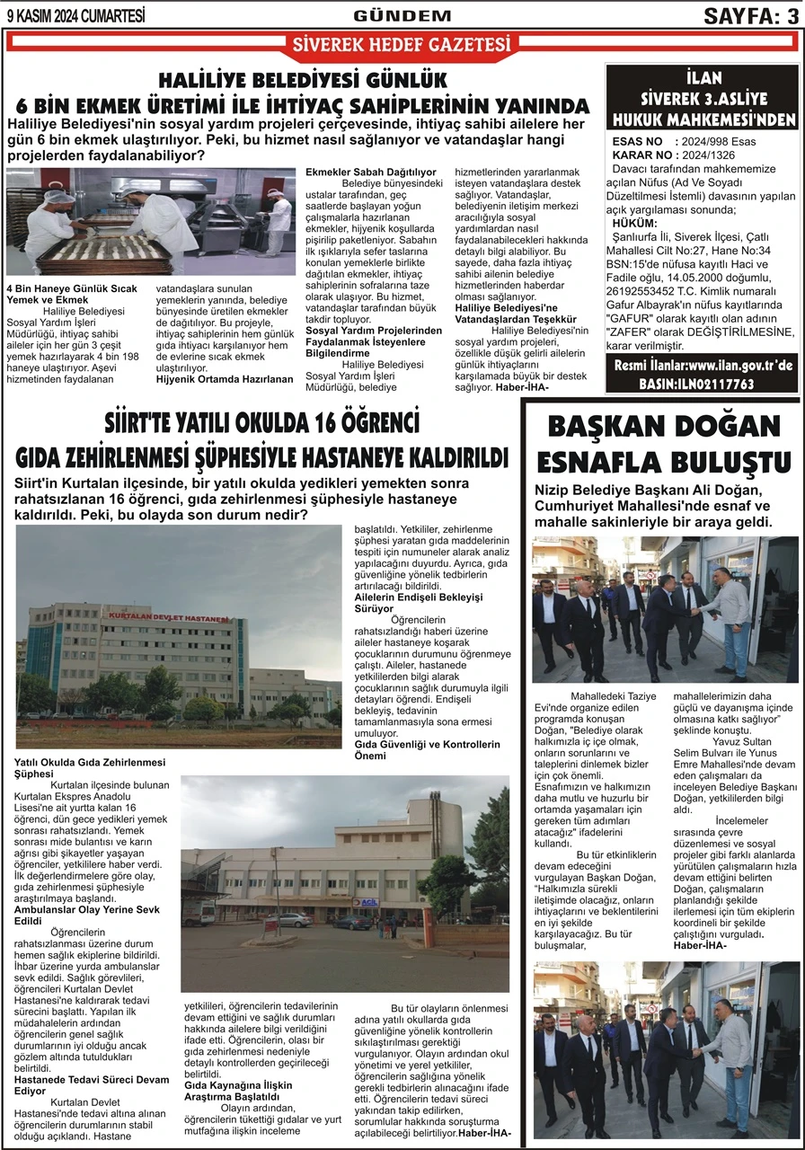 9.11.2024 Tarihli Gazetemiz