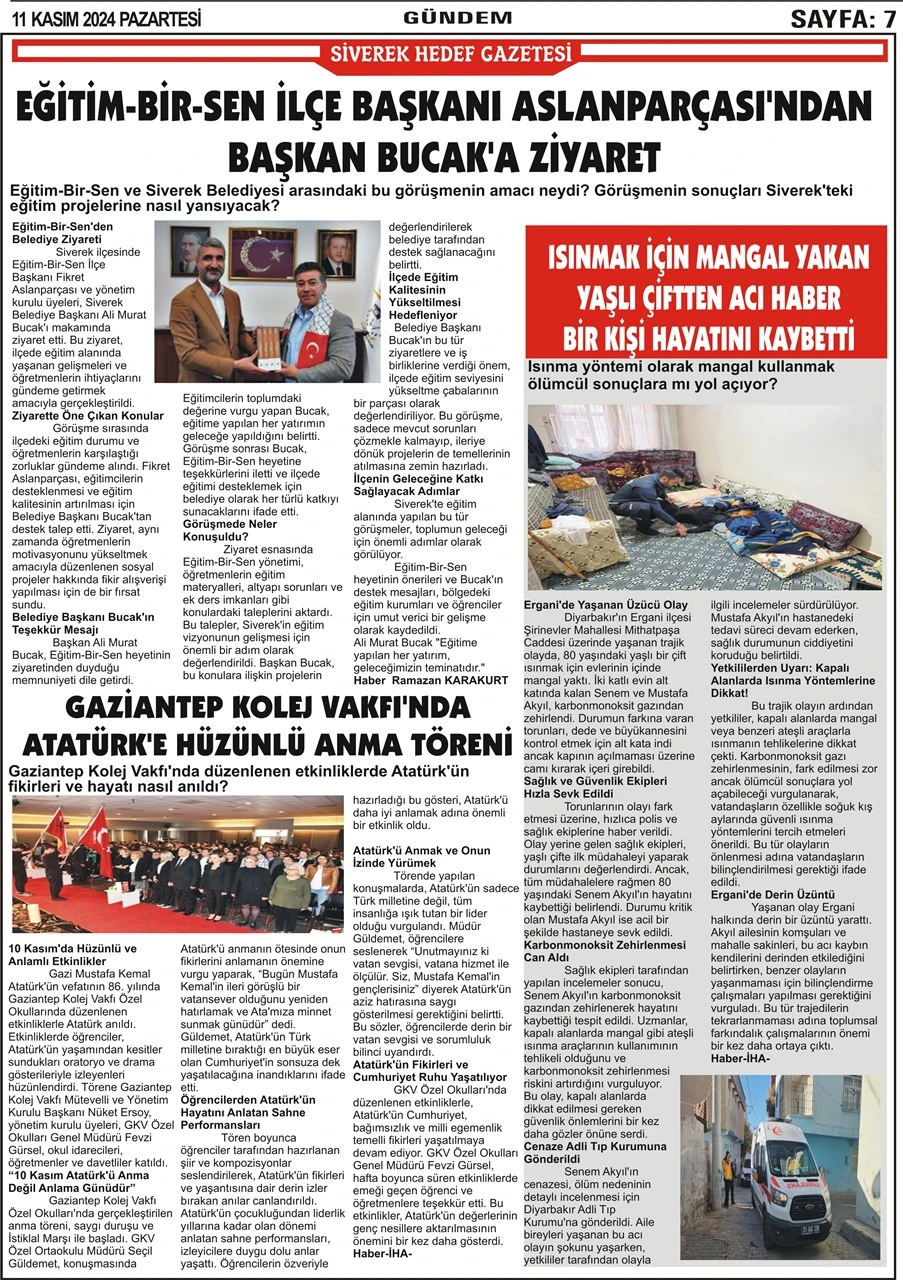 11.11.2024 Tarihli Gazetemiz