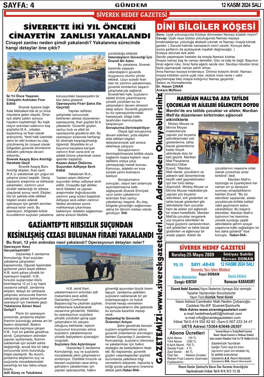 12.11.2024 Tarihli Gazetemiz