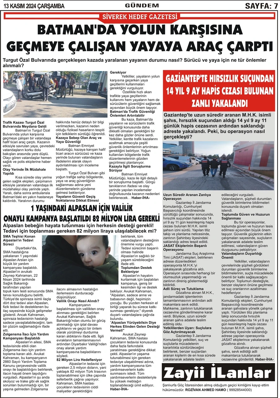 13.11.2024 Tarihli Gazetemiz