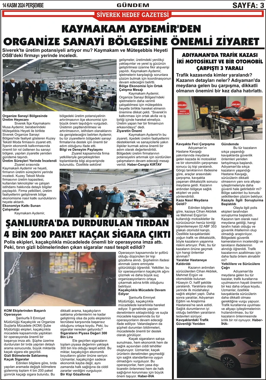 14.11.2024 Tarihli Gazetemiz