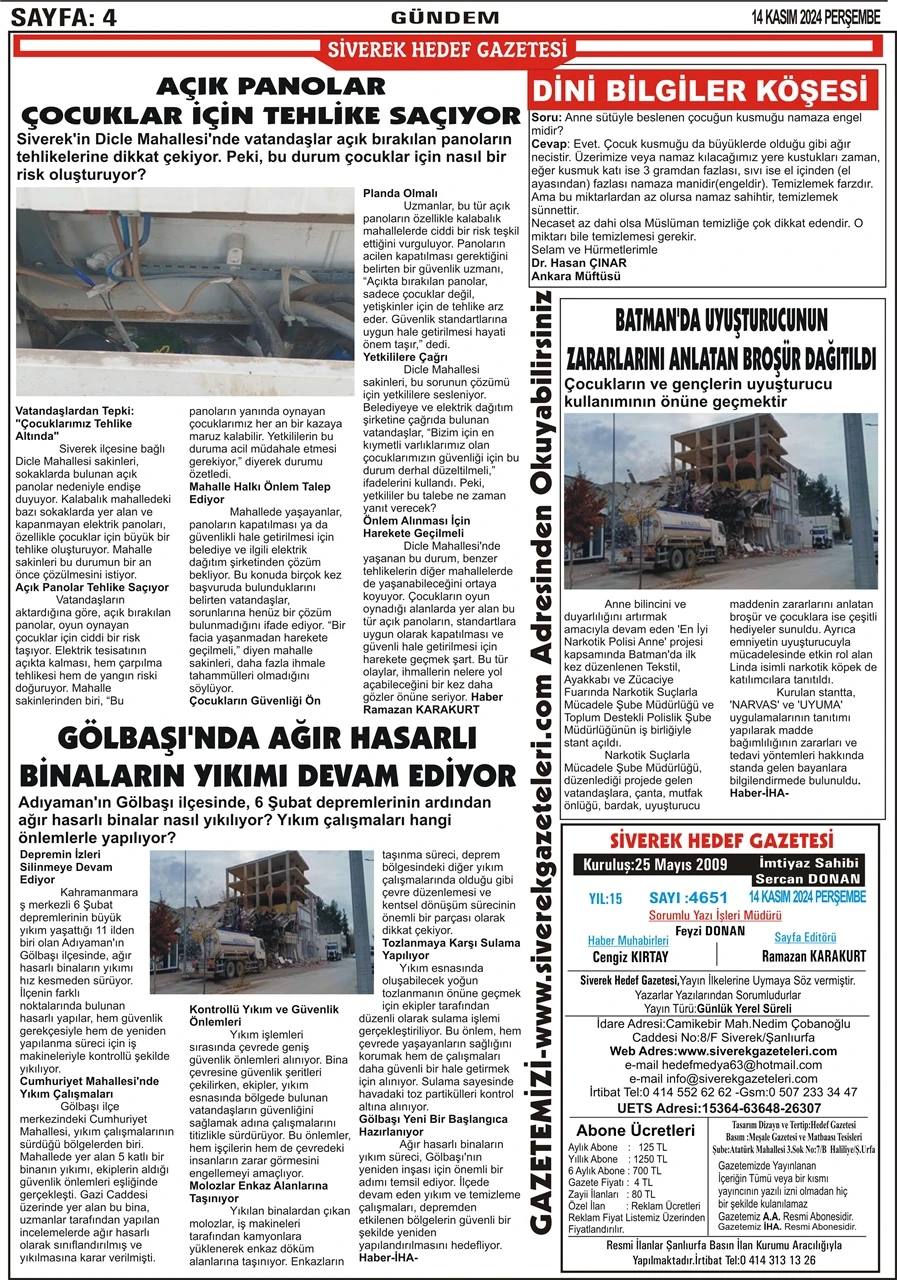 14.11.2024 Tarihli Gazetemiz