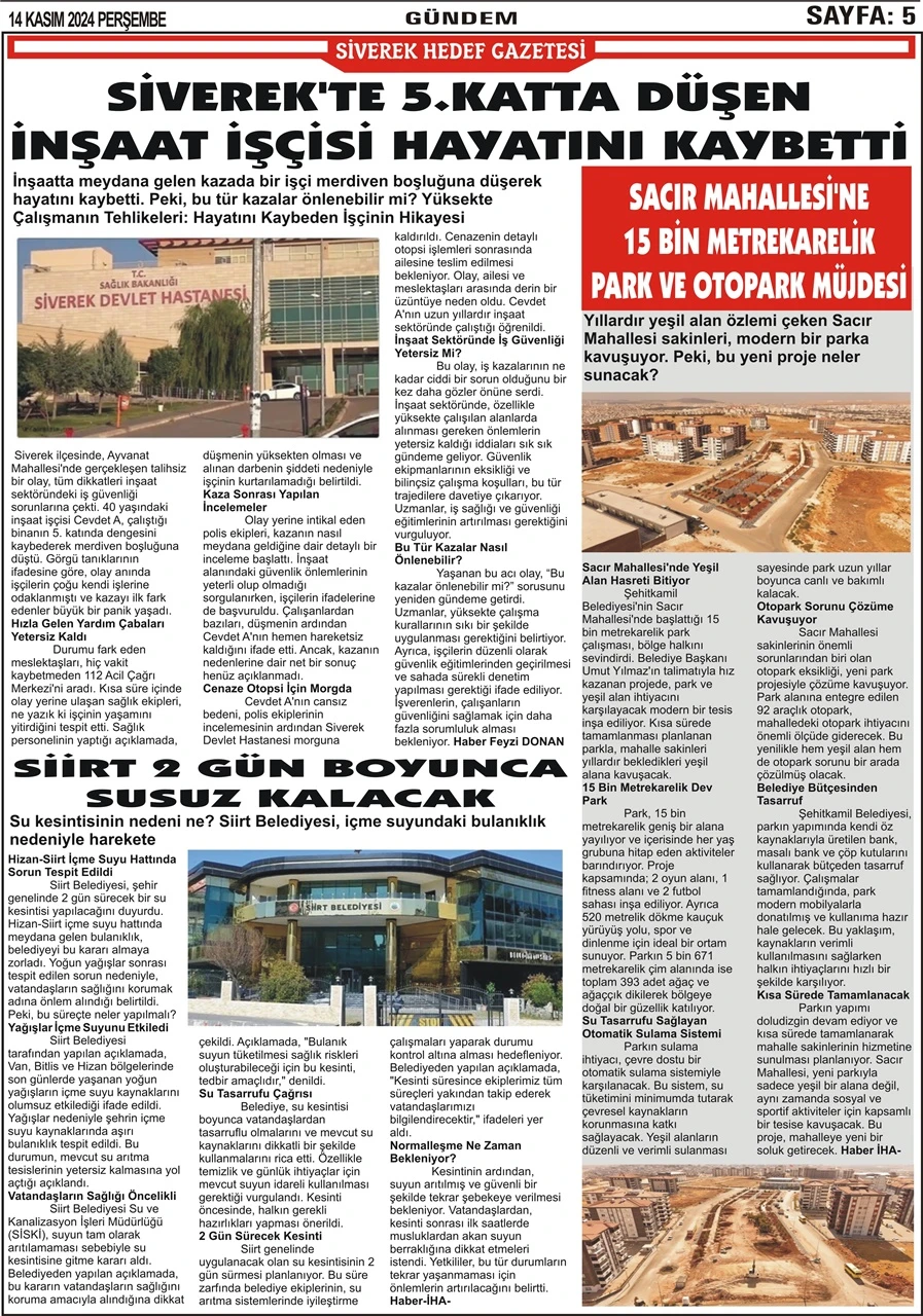 14.11.2024 Tarihli Gazetemiz