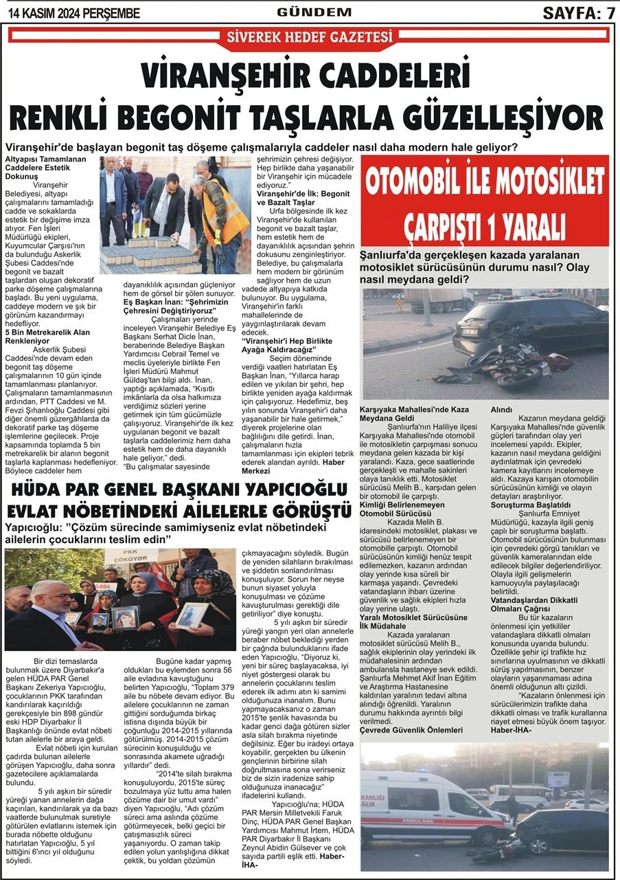 14.11.2024 Tarihli Gazetemiz