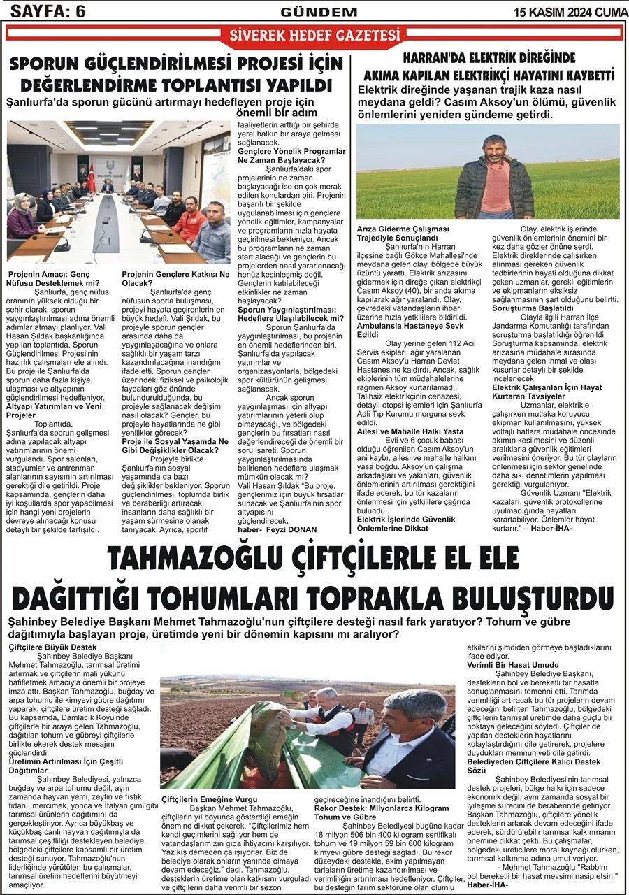 15.11.2024 Tarihli Gazetemiz