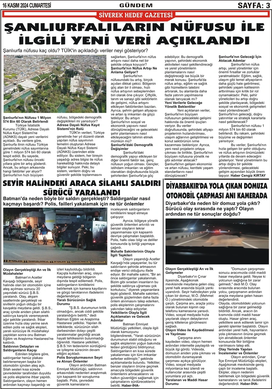 16.11.2024 Tarihli Gazetemiz