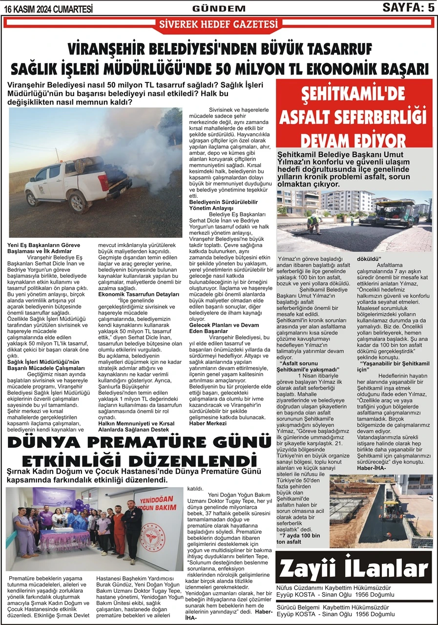 16.11.2024 Tarihli Gazetemiz