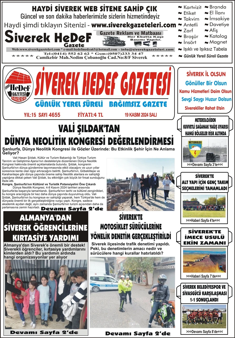 19.11.2024 Tarihli Gazetemiz