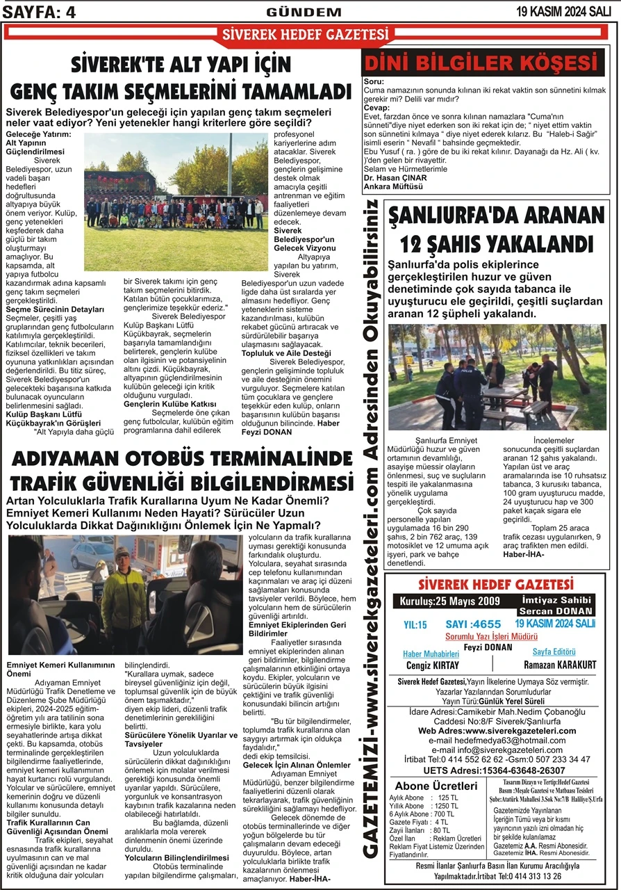 19.11.2024 Tarihli Gazetemiz