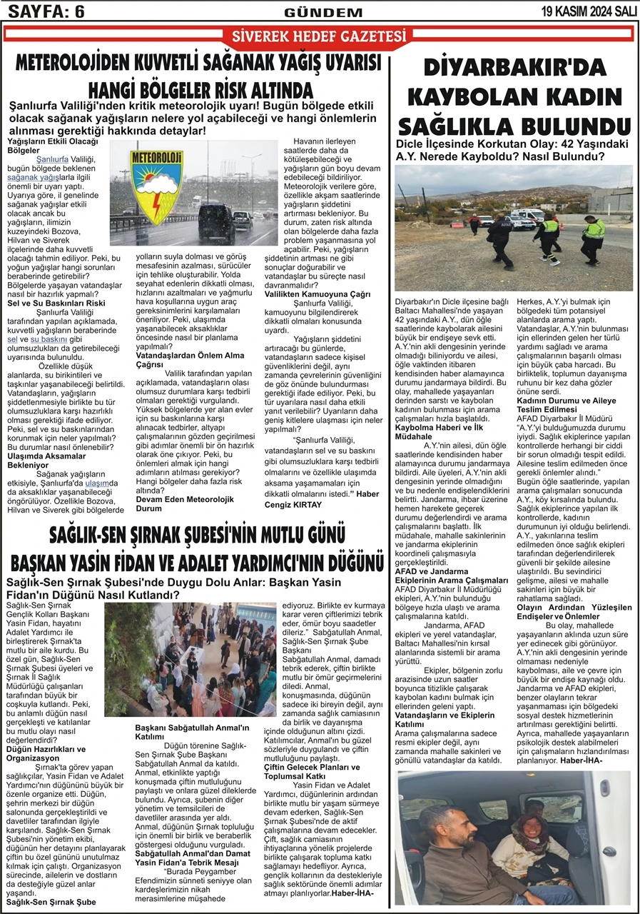 19.11.2024 Tarihli Gazetemiz