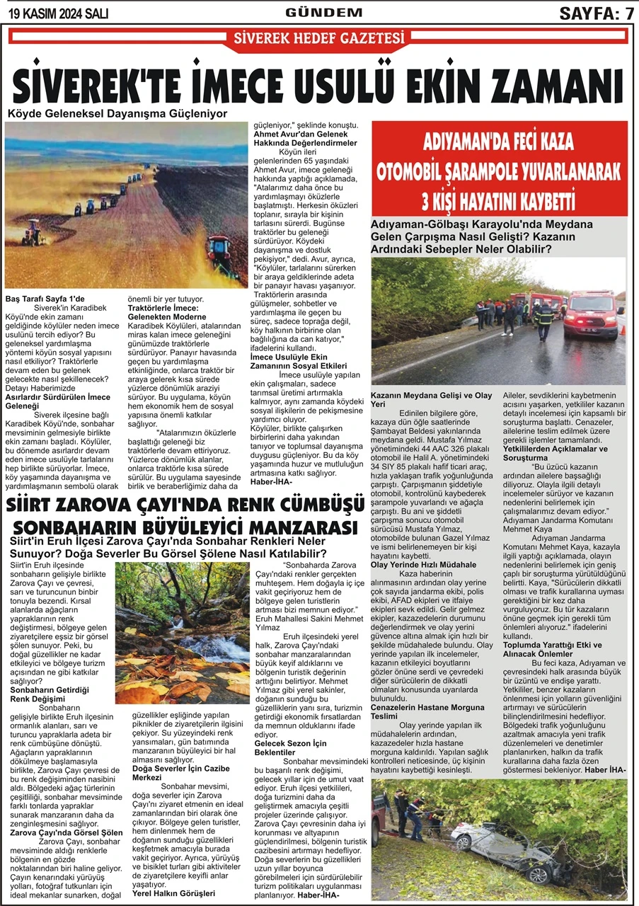 19.11.2024 Tarihli Gazetemiz