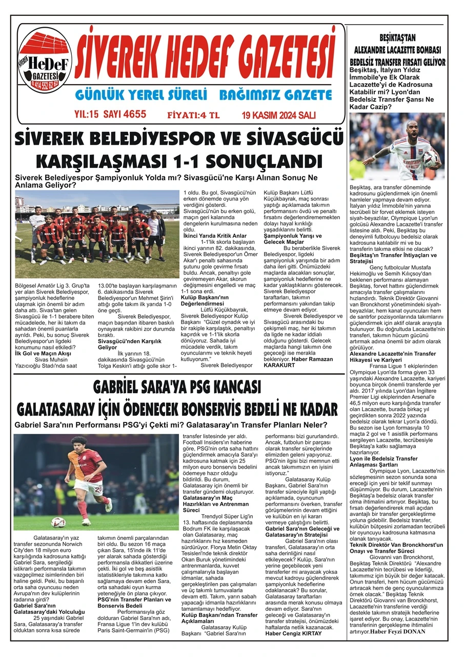 19.11.2024 Tarihli Gazetemiz