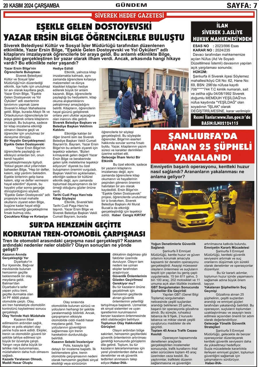 20.11.2024 Tarihli Gazetemiz 