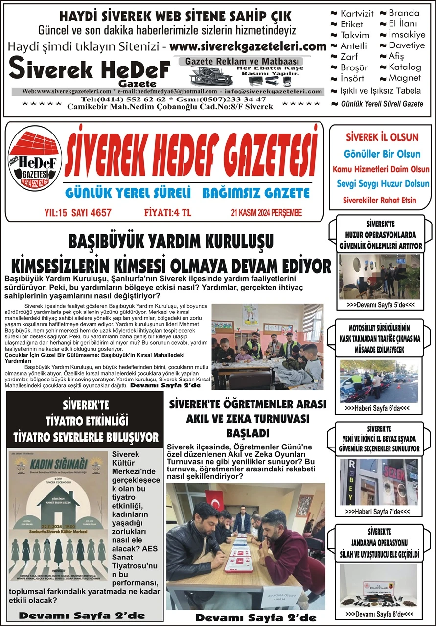 21.11.2024 Tarihli Gazetemiz