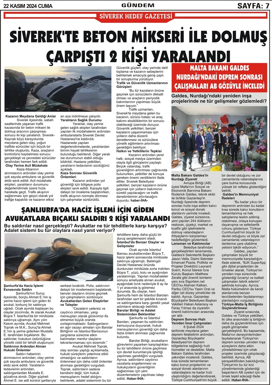 22.11.2024 Tarihli Gazetemiz