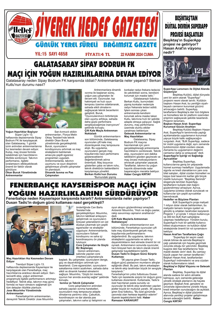 22.11.2024 Tarihli Gazetemiz