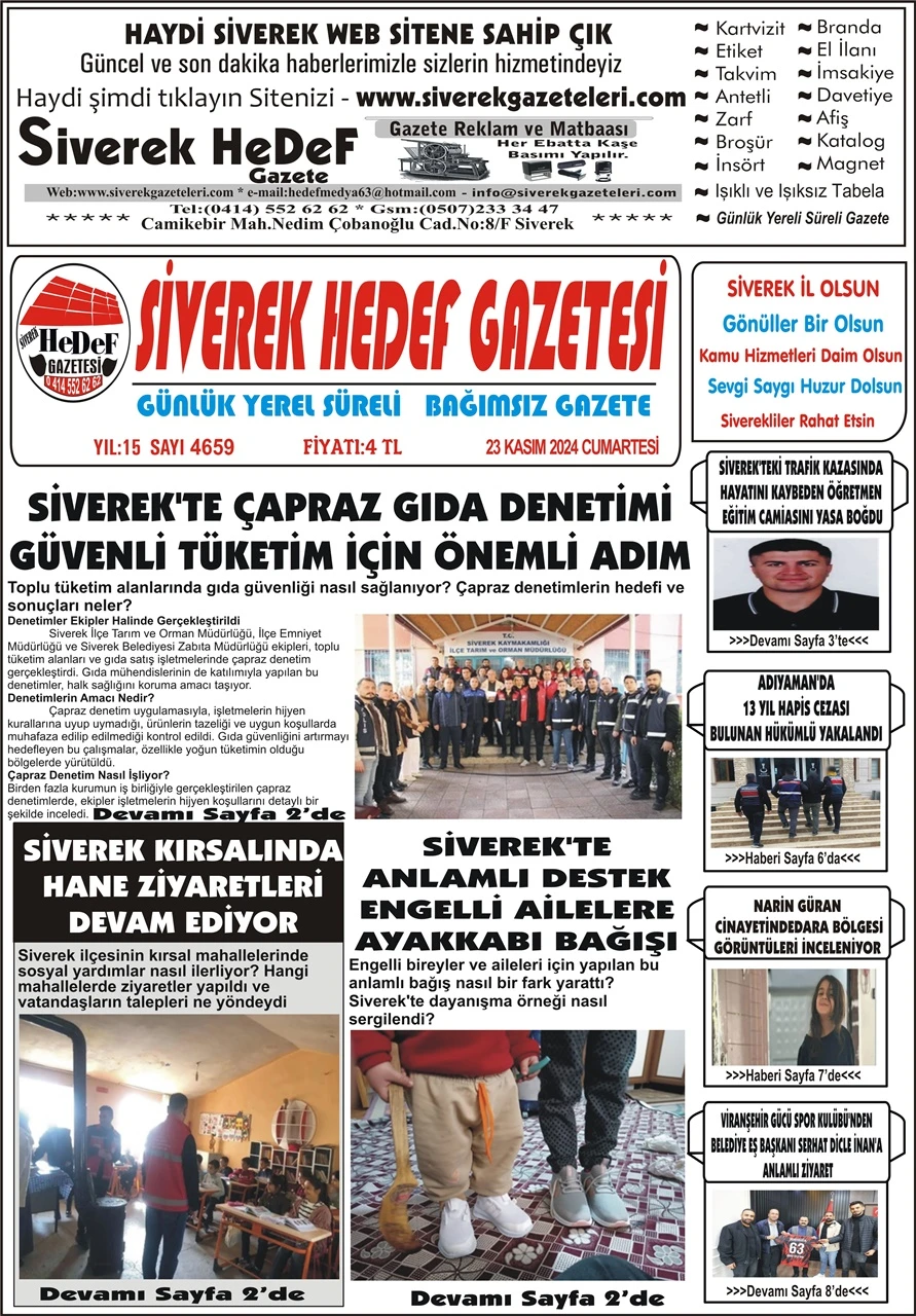 23.11.2024 Tarihli Gazetemiz