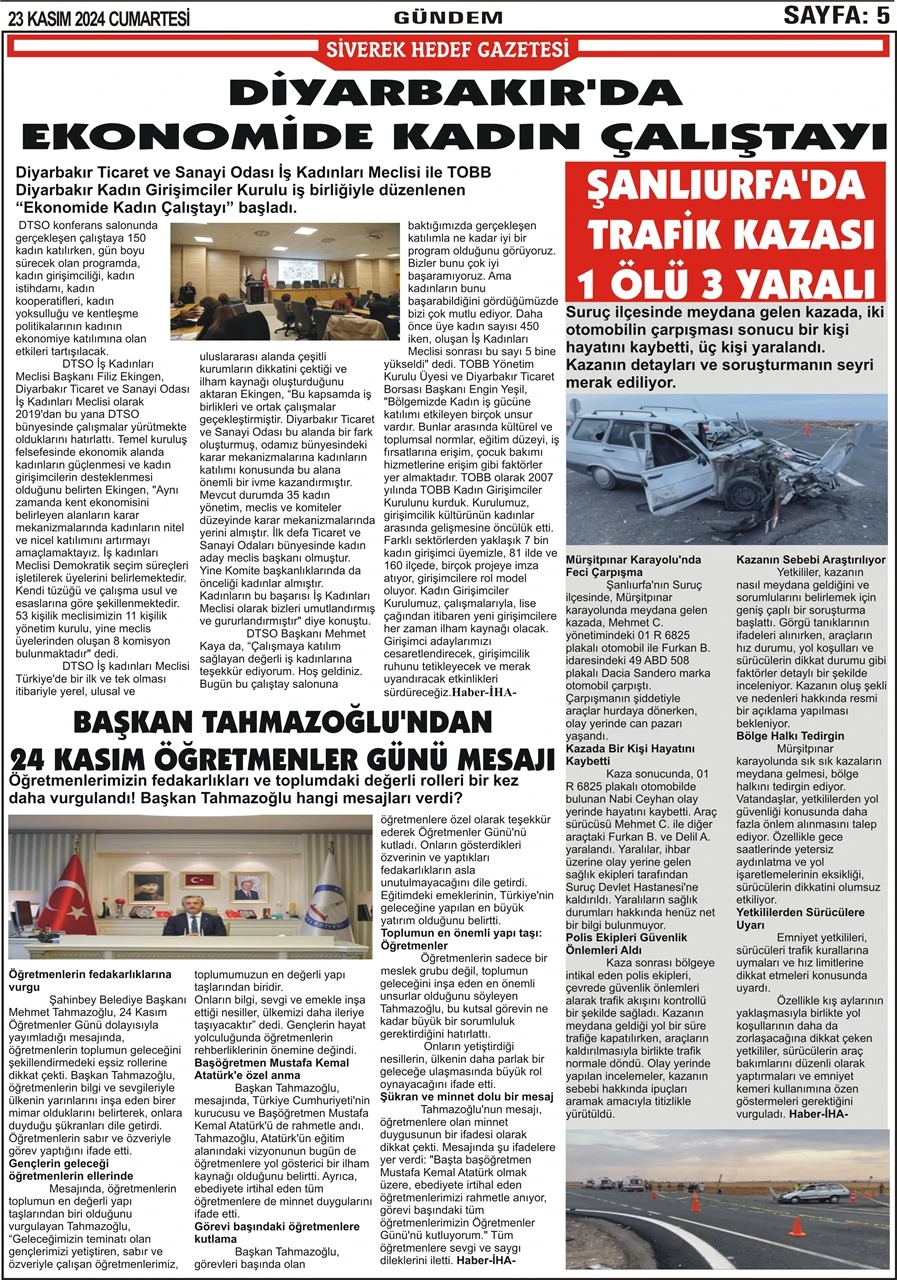 23.11.2024 Tarihli Gazetemiz