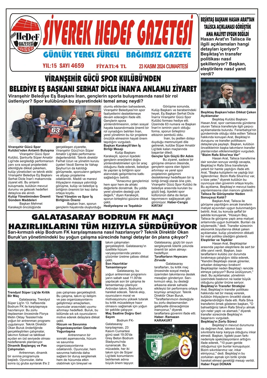 23.11.2024 Tarihli Gazetemiz