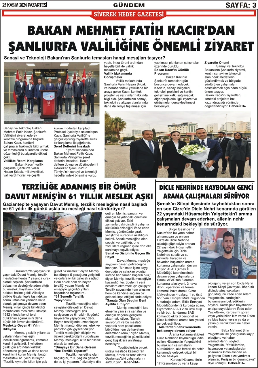 25.11.2024 Tarihli Gazetemiz