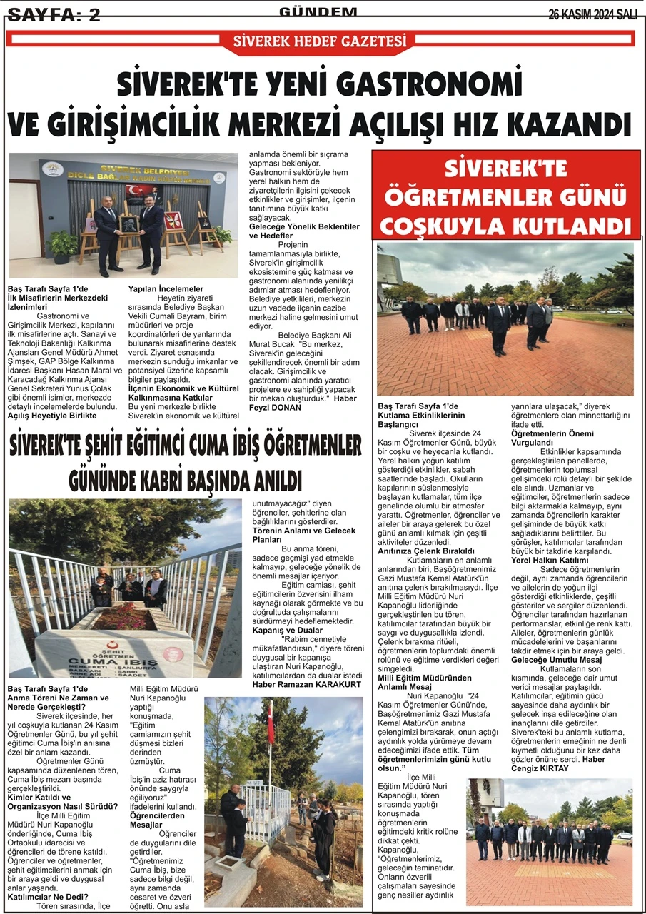 26.11.2024 Tarihli Gazetemiz