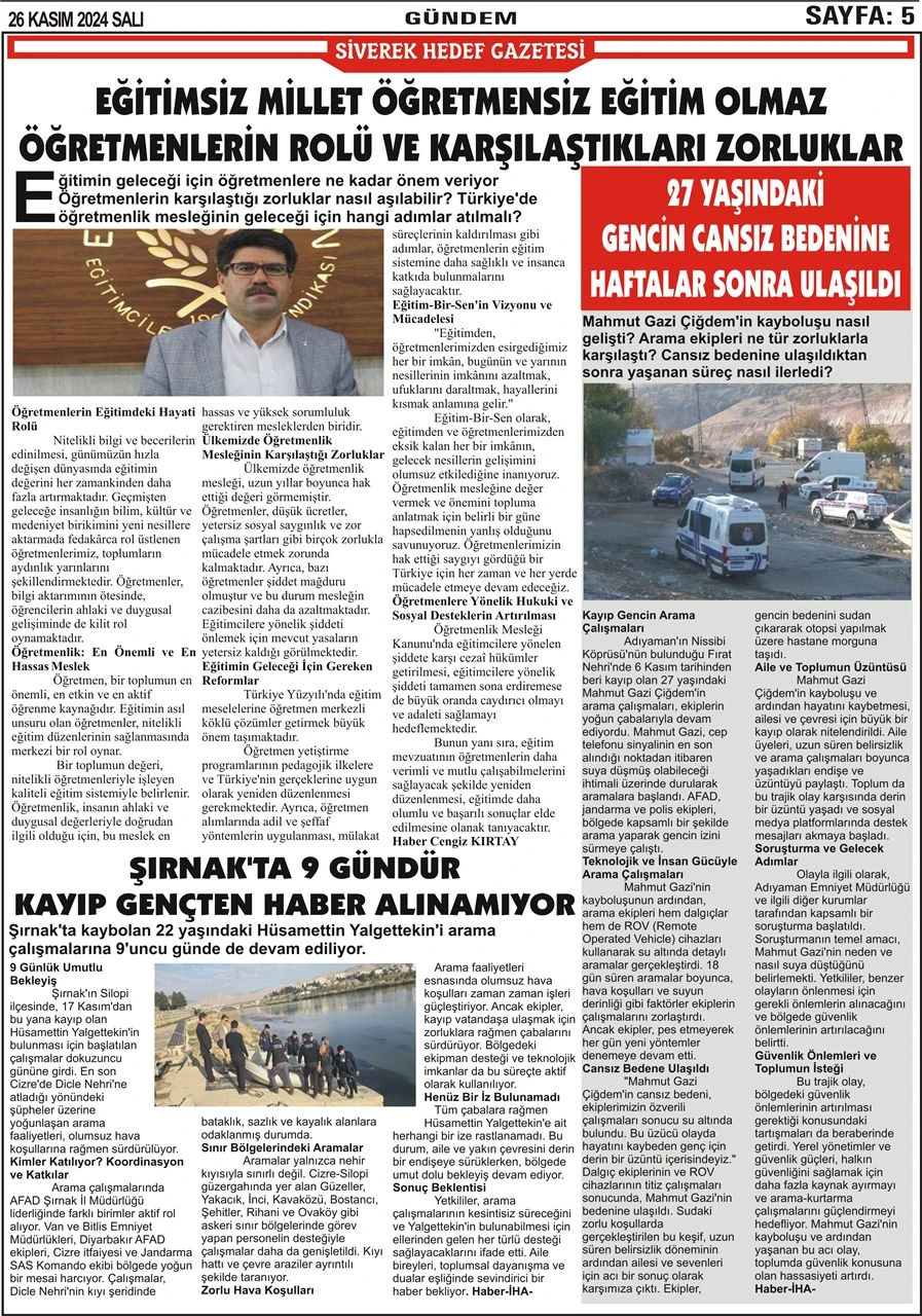 26.11.2024 Tarihli Gazetemiz