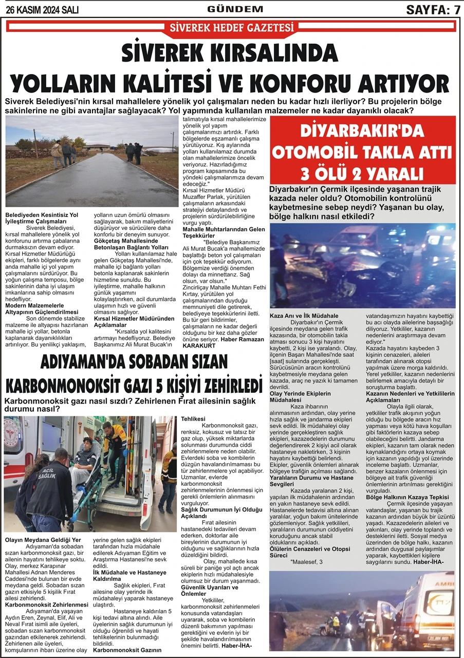 26.11.2024 Tarihli Gazetemiz