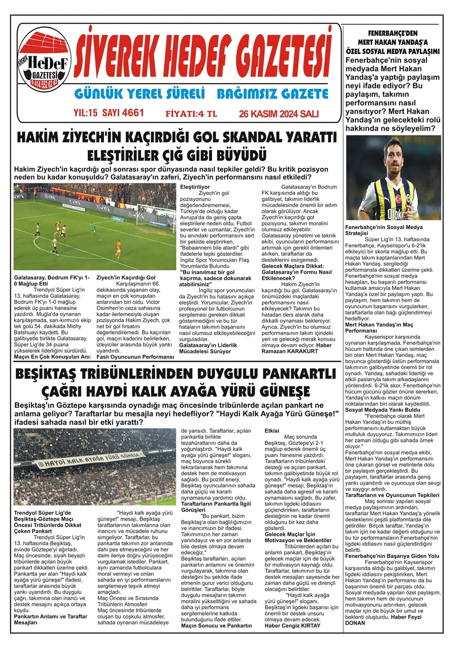 26.11.2024 Tarihli Gazetemiz