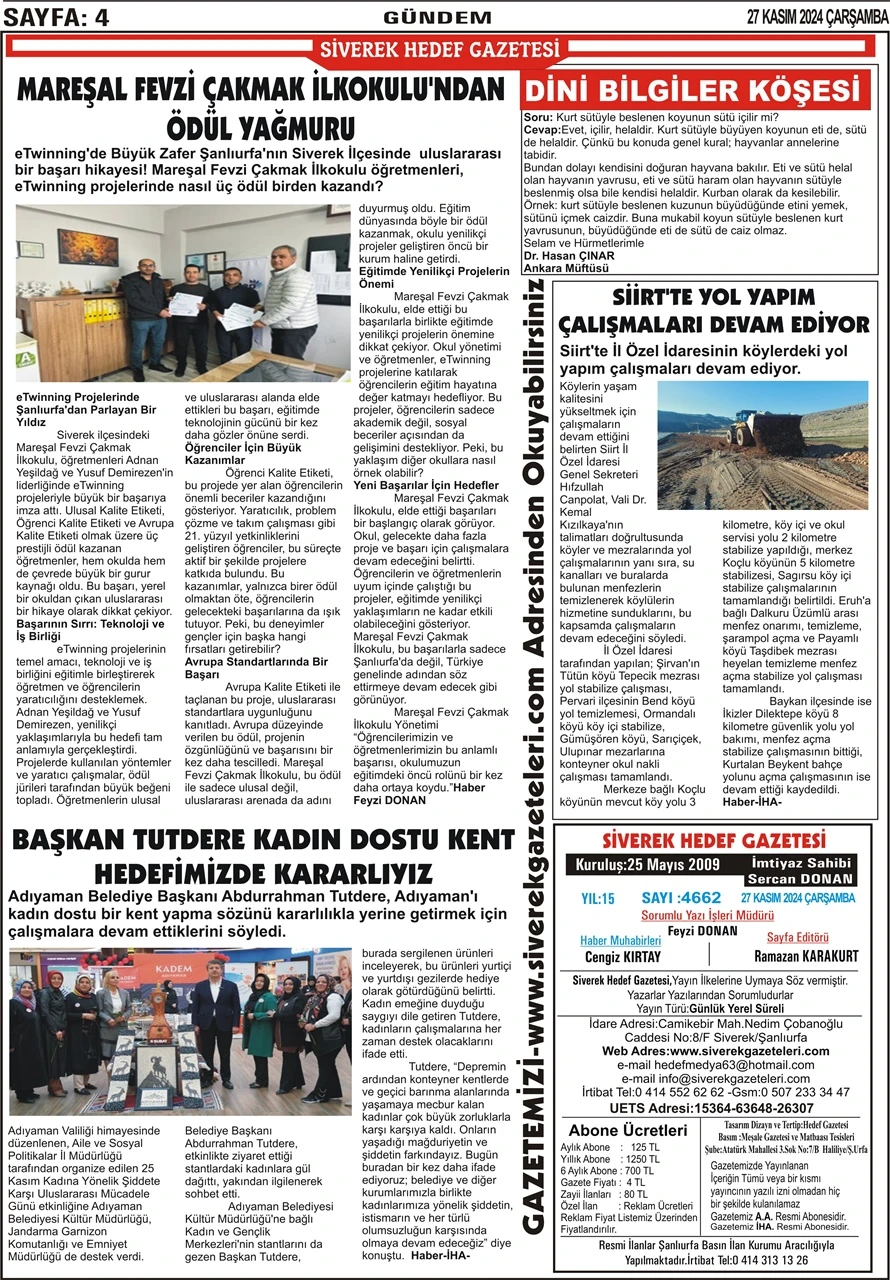 27.11.2024 Tarihli Gazetemiz