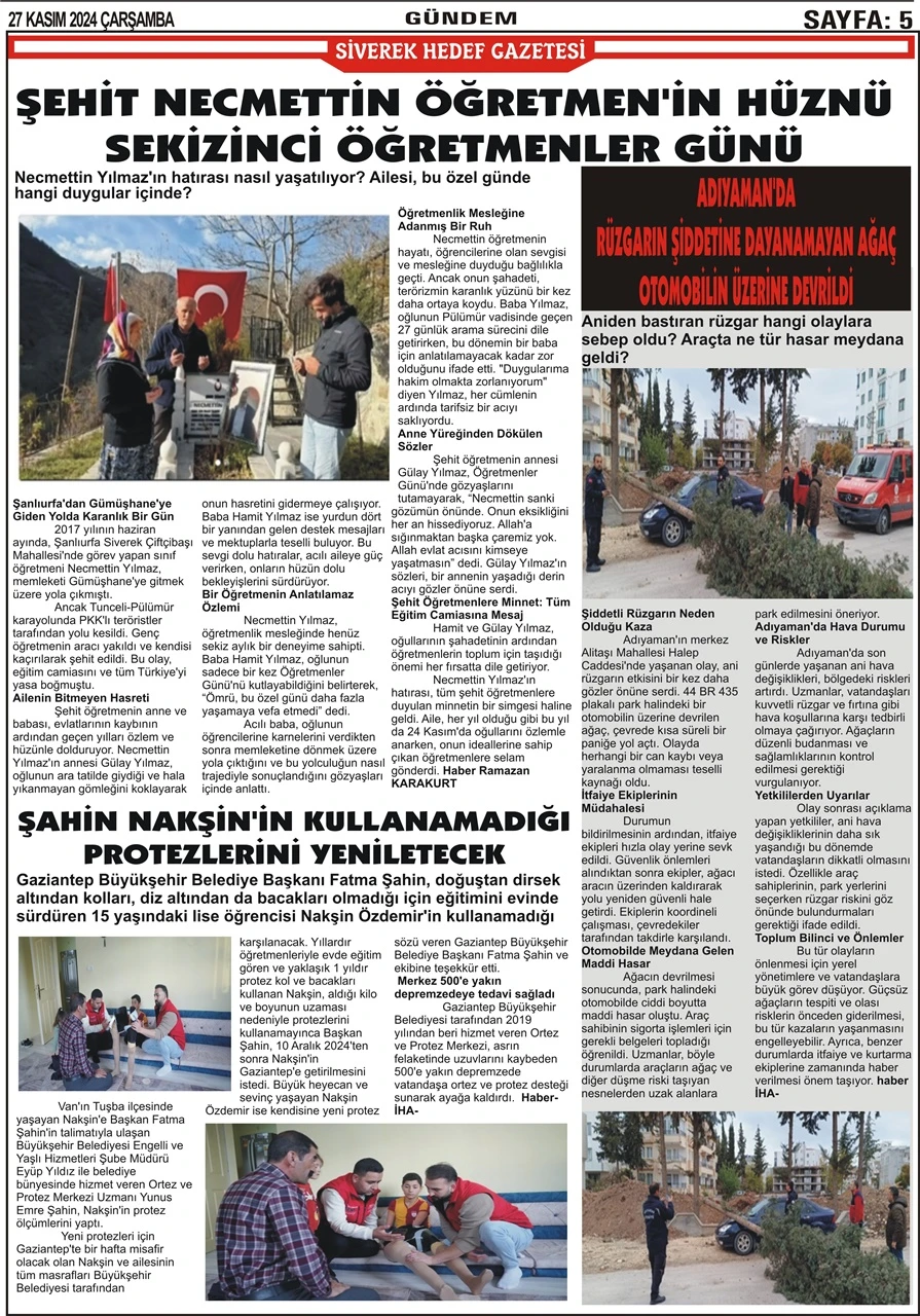 27.11.2024 Tarihli Gazetemiz